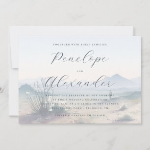 Serene Blue Watercolor Landscape Invitation