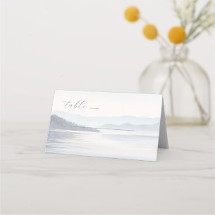 Serene Blue Watercolor Landscape Place Card