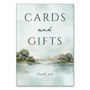 Serene Blue Watercolor Landscape Table Number