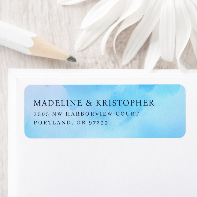 Serene Blue Watercolor Return Address Label (Insitu)
