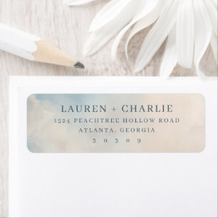 Serene Blue Watercolor Wash Return Address Label