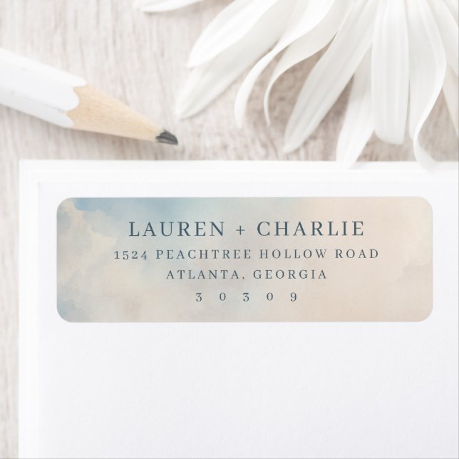 Serene Blue Watercolor Wash Return Address Label (Insitu)