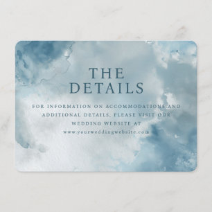 Serene Blue Watercolor Wedding Details Card