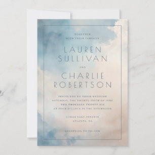 Serene Blue Watercolor Wedding Invitation