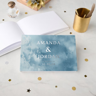Serene Blue Watercolor Wedding Invitation Guest Book