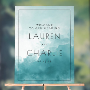 Serene Blue Watercolor Wedding Sign