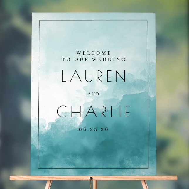 Serene Blue Watercolor Wedding Sign (Neutral)