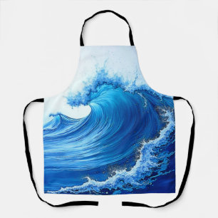 Serene Blue Wave Splashes Apron