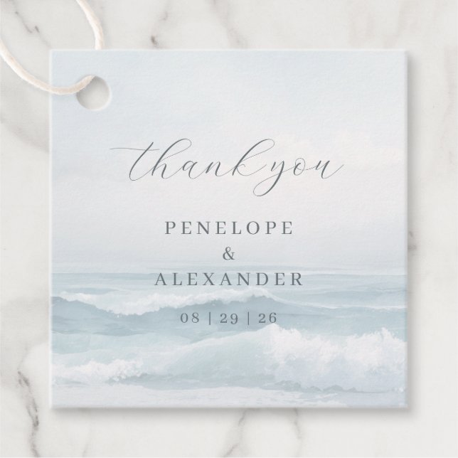 Serene Blue Waves Favour Tags (Front)