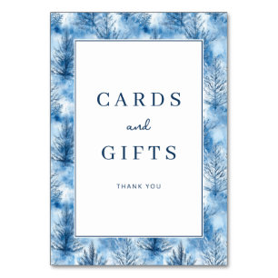 Serene Blue Winter Pine Trees Table Number