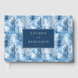 Serene Blue Winter Tree Forest Guest Book
