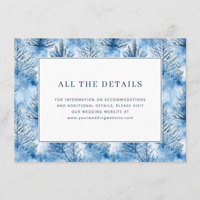 Serene Blue Winter Trees Enclosure Card (Front)