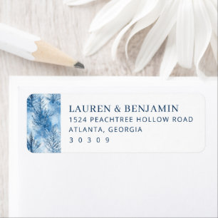 Serene Blue Winter Trees Return Address Label