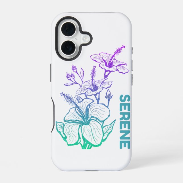 Serene Botanical Line Art Floral   iPhone 16 Case (Back)