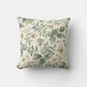 Serene Botanical Sage Green and Cream  Cushion