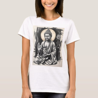 Serene Buddha – Charcoal Art of Peace and Tranquil T-Shirt