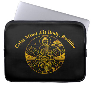 Serene Buddha Figure Reflecting on Tranquil Waters Laptop Sleeve
