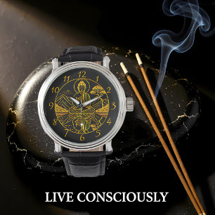 Serene Buddha Figure Reflecting on Tranquil Waters Watch