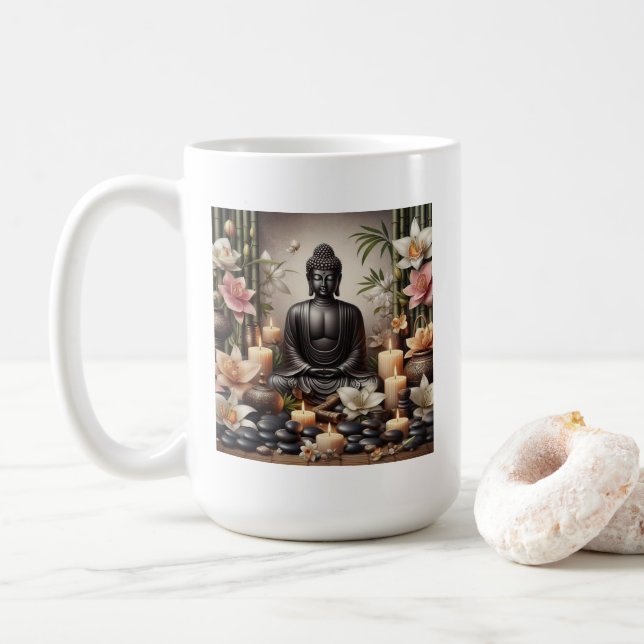 Serene Buddha in Prayer Mug (With Donut)