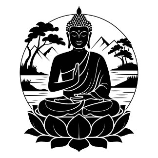 Serene Buddha Lotus Silhouette T‑Shirt T-Shirt