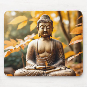 Serene Buddha Statue Zen Vibes Harmony Garden Calm Mouse Pad