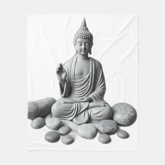 Serene Buddha with Stones and Plants Fleece Blanket