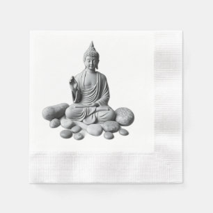 Serene Buddha with Stones and Plants Napkin