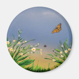 Serene Butterfly Sky Sunset Nature Aesthetic Magnet