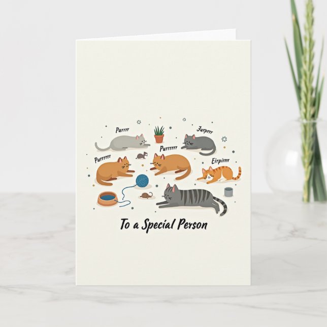 Serene Cat Birthday Card (Front)