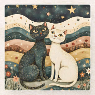 Serene Cats Glass Coaster