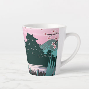 Serene Cherry Blossom Japanese Landscape Calm Latte Mug