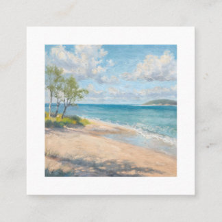 Serene Coastal Morning Impressionist Beach Art Square Business Card