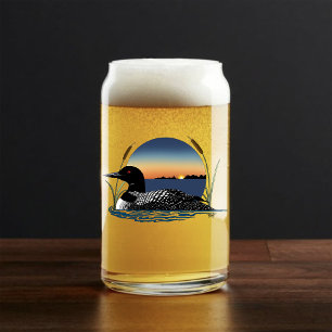 Serene Common Loon Sunset Blue Wildlife Lake Can Glass