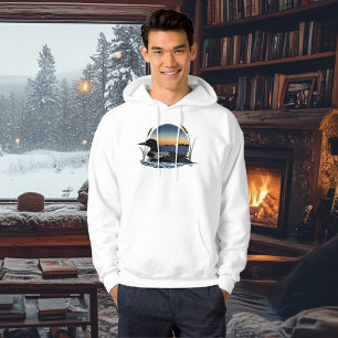 Serene Common Loon Sunset Blue Wildlife Lake Hoodie
