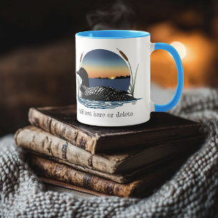 Serene Common Loon Sunset Blue Wildlife Lake Mug