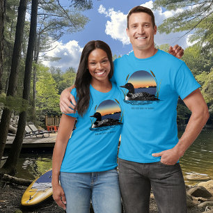 Serene Common Loon Sunset Blue Wildlife Lake T-Shirt