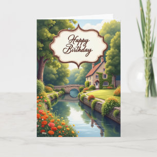 Serene Cottage Birthday Card