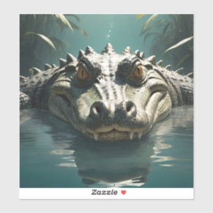 Serene Crocodile in Water Jungle Art Print