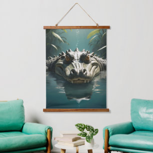Serene Crocodile in Water Jungle Art Print Hanging Tapestry