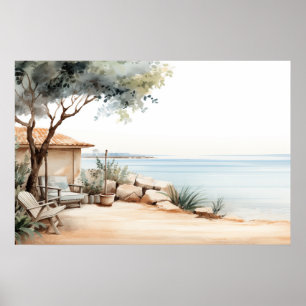 Serene Cyprus: Digital Watercolor Art Prints