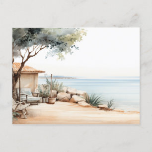 Serene Cyprus: Digital Watercolor Art Prints Postcard