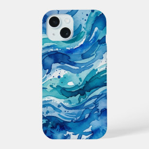 Serene Deep Sea Watercolor Abstract iPhone 15 Case