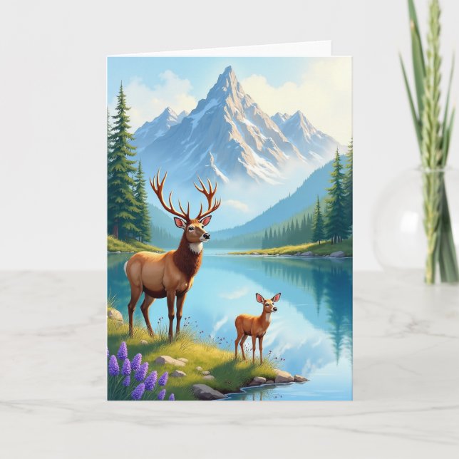 Serene Deer Fathers Day Card (Front)