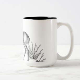 Serene Deer with Stones and Shrubs Two-Tone Coffee Mug