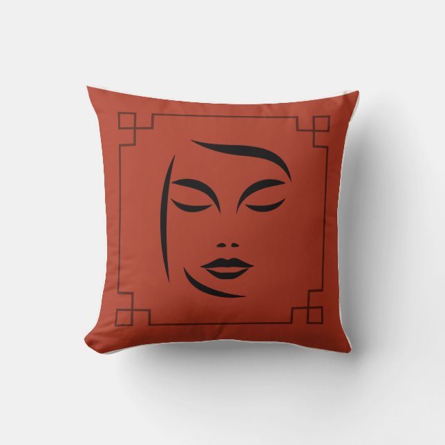 "Serene Dreams" Square Pillow – Closed Eyes Woman  (Front)