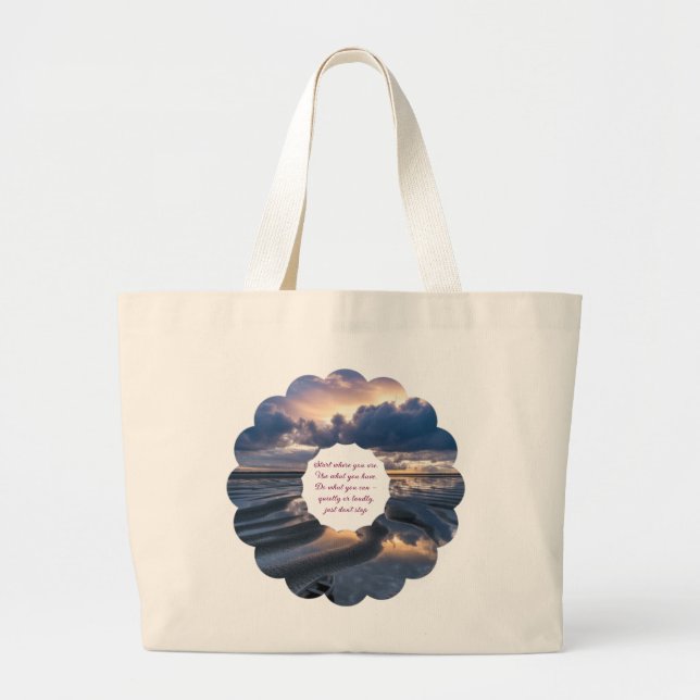 Serene Dusk on a Beach Large Tote Bag (Front)