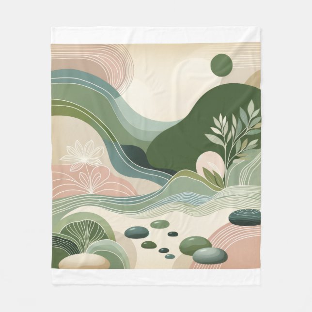 Serene Earth Flow Fleece Blanket (Front)