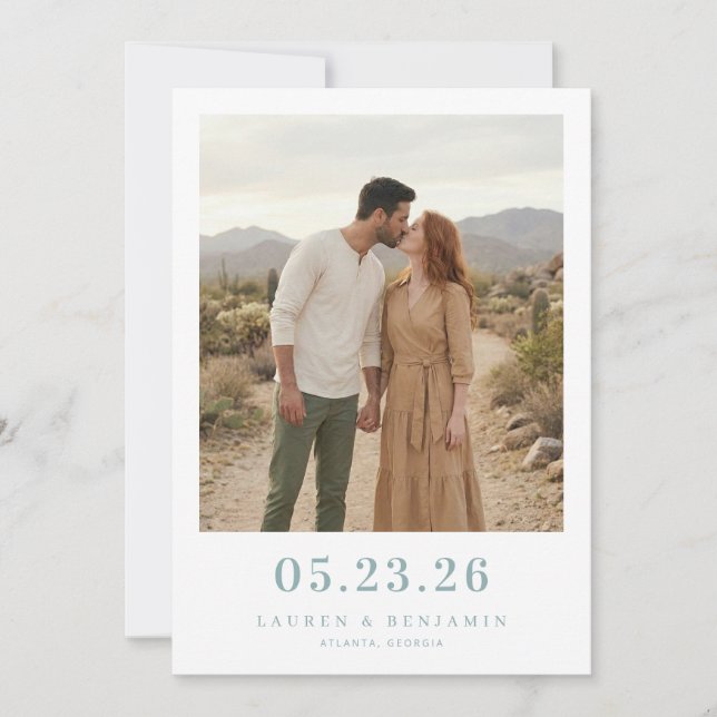 Serene Earthy Romantic Photo Save The Date (Front)