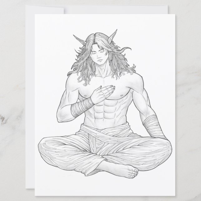 Serene Elf Warrior | Fantasy Anime Character Art (Front)