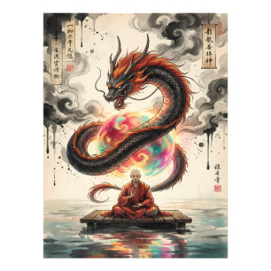 Serene Encounter: Monk and the Celestial Dragon Photo Print